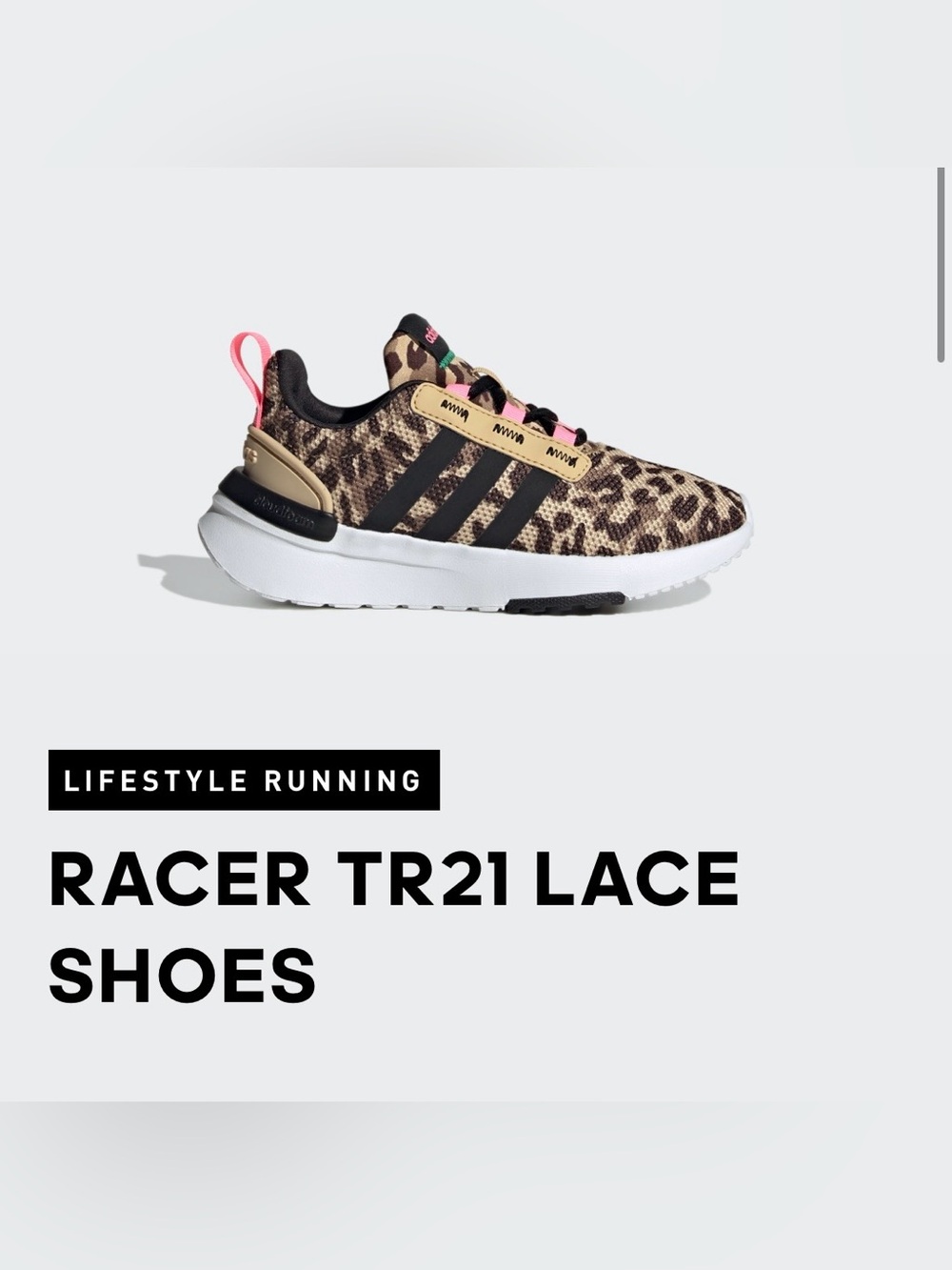 adidas Kids Leopard Print Racer TR21 Lace Up Sneakers